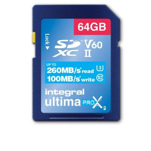 Carte SD Integral INSDX64G-260/100U2 64GB UHS-II V60 260Mo/s 100Mo/s