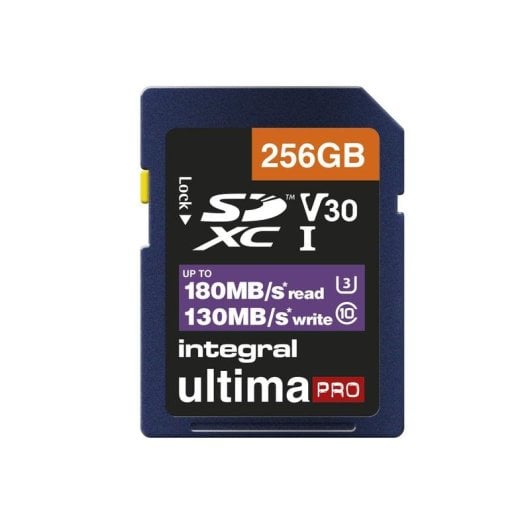 Carte SD Integral INSDX256G-180V30 256GB UHS-I V30 180Mo/s 130Mo/s