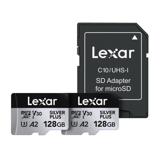 Scheda MicroSD Lexar Professional Silver Plus 128GB Pack 2 UHS-I V30 A2