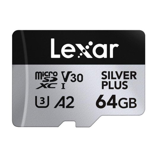 Carte microSD Lexar Professional SILVER PLUS 64GB Pack 2x UHS-I V30 205MB/s résistante