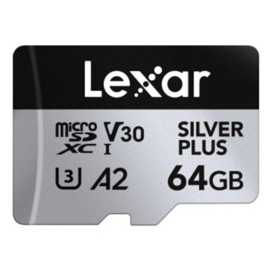 Carte microSD Lexar Professional SILVER PLUS 64GB Pack 2x UHS-I V30 205MB/s résistante