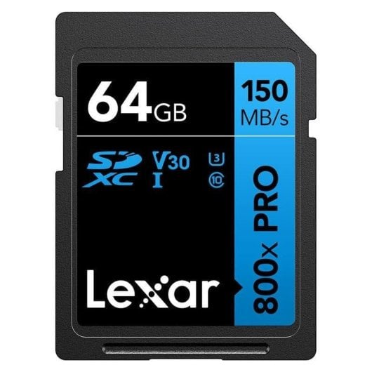 Carte SDXC Lexar High-Performance 800xPRO 64 Go V30 UHS-I 150 Mo/s