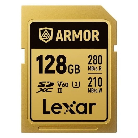 Scheda SD Lexar Armor Gold SDXC UHS-II 128GB IP68 V60 lettura 280MB/s scrittura 210MB/s