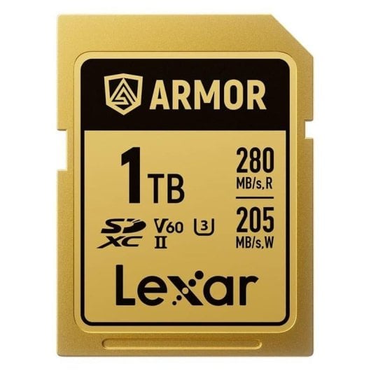 Tarjeta Lexar Armor Gold SDXC UHS-II 1TB acero IP68 R280/W210 V60