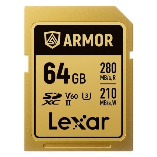 Scheda SD Lexar Armor Gold 64GB UHS-II V60 IP68 Acciaio Inossidabile