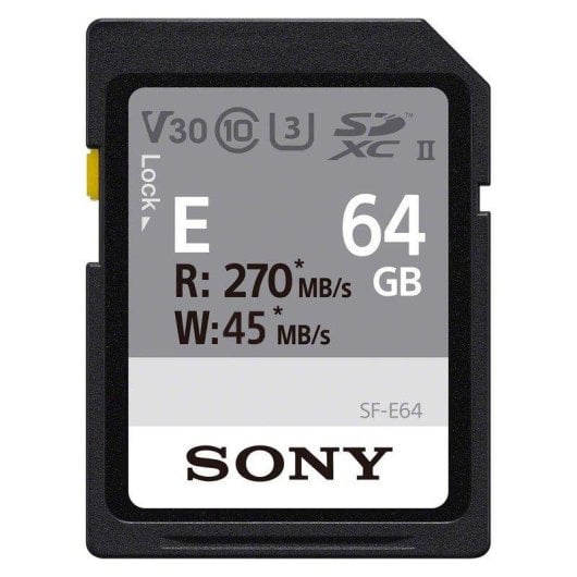 Scheda SD Sony SF-E64A 64GB UHS-II V60 270MB s Lettura 45MB s Scrittura