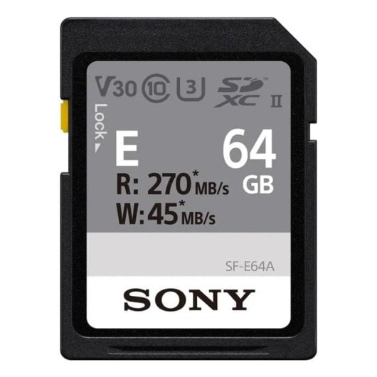 Scheda SD Sony SF-E64A 64GB UHS-II V60 270MB s Lettura 45MB s Scrittura