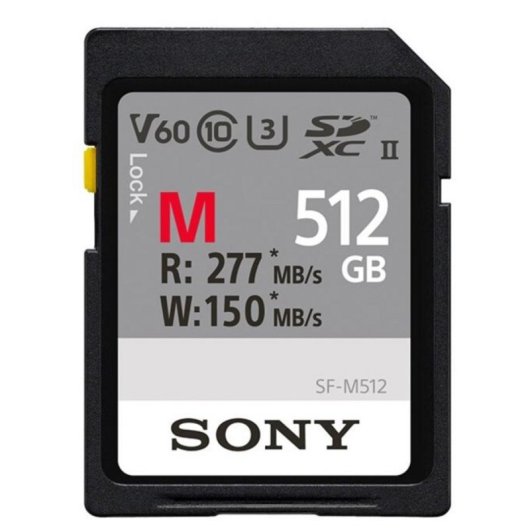 Memoria SD Sony SF-M 512GB UHS-II 277MB/s V60 resistente agua y golpes