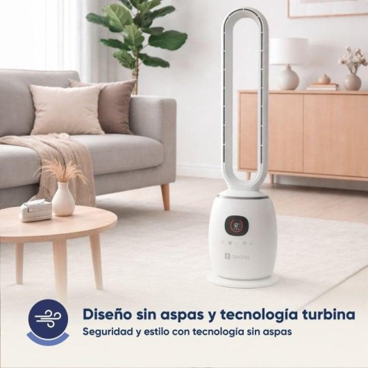 Ventoinha Sem Pás Origial AirBliss Freeless 60W 3 Velocidades Comando Temporizador
