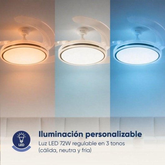 Ventoinha de Teto com Luz Origial AirBliss 30W 122cm 6 Velocidades Pás Retráteis Comando
