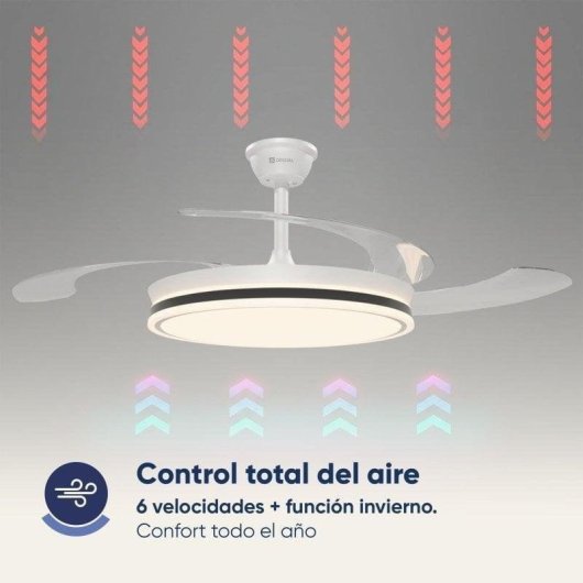Ventilatore da Soffitto con Luce Origial AirBliss Ceiling 30W 122cm 6 Velocità Pale Retrattili Telecomando