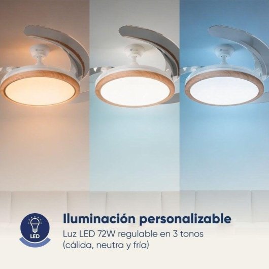 Ventoinha de Teto com Luz Origial AirBliss Ceiling 30W 106cm 6 Velocidades Pás Retráteis Comando Temporizador Função Inverno
