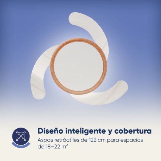 Ventilador de techo con aspas retráctiles, 106 cm, motor DC, 30W con luz y control remoto, madera