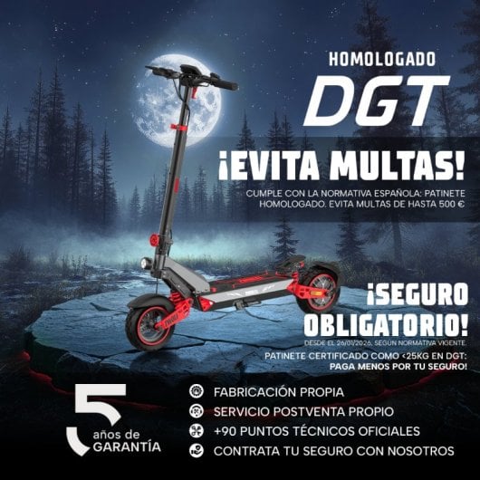 Patinete eléctrico Zwheel ZWolf 500W Autonomía 50km Ruedas 10" Off Road Doble suspensión Gris-rojo
