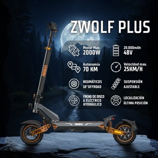 Patinete eléctrico Zwheel Zwolf Plus 1000W Autonomía 70km Ruedas 10" Off Road Gris-bronce