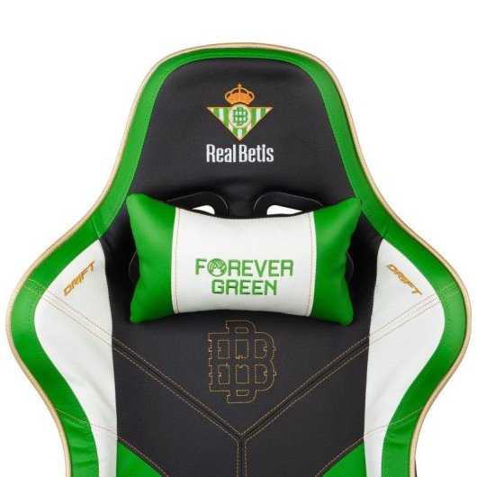 Drift DR90 Betis Edition Cadeira Gaming com Braços 2D, Pele Sintética Premium e Estrutura Metálica Preta/Verde/Branca