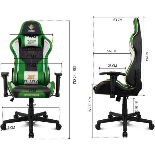 Drift DR90 Betis Edition Cadeira Gaming com Braços 2D, Pele Sintética Premium e Estrutura Metálica Preta/Verde/Branca