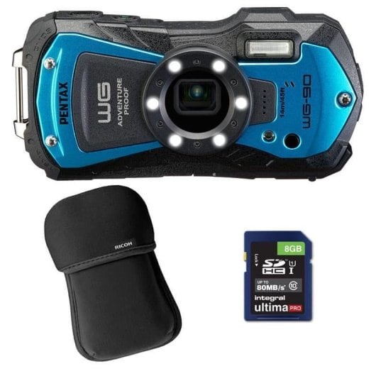 Cámara Compacta Pentax WG-90 16MP Zoom Óptico 5x HDMI Sumergible Azul