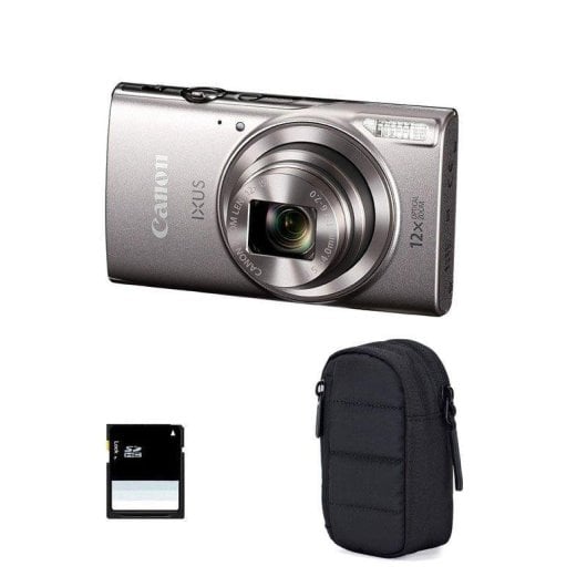 Fotocamera Compatta Canon IXUS 285 HS 20.2MP Zoom Ottico 12x WiFi NFC Schermo 3" Argento SD 4GB Custodia
