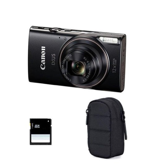 Fotocamera Compatta Canon Ixus 285 HS 20.2MP Zoom Ottico 12x WiFi NFC SD 4GB Custodia Nera