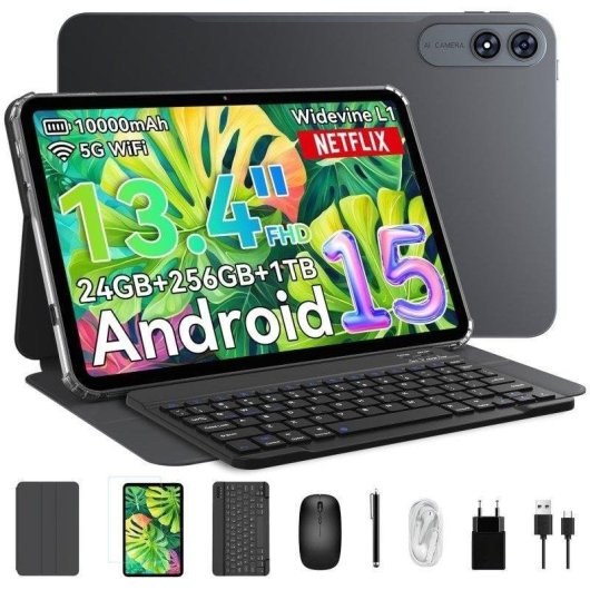 Tablet VEKFULPC T60 Pro WiFi 13,4" 24GB 256GB Gris con Teclado y Stylus Pen