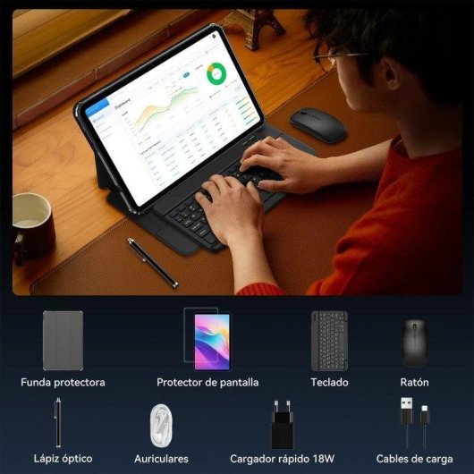 Tablet VEKFULPC T60 Pro WiFi 13,4" 24GB 256GB Gris con Teclado y Stylus Pen