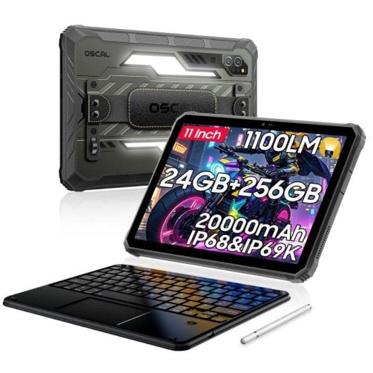 Tablet OSCAL Spider 10 11" 24GB 256GB 4G 20000mAh Android 15 Preto com Teclado