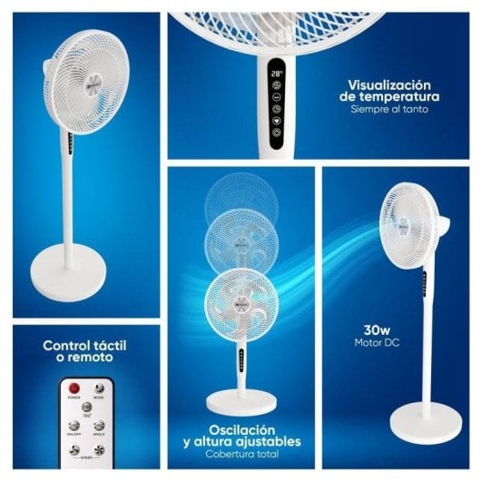 Ventilador de pie Origial ORISTAND30W-WF motor DC, 30W altura ajustable Blanco