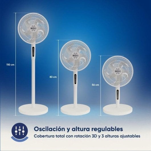 Ventilador de pie Origial ORISTAND30W-WF motor DC, 30W altura ajustable Blanco