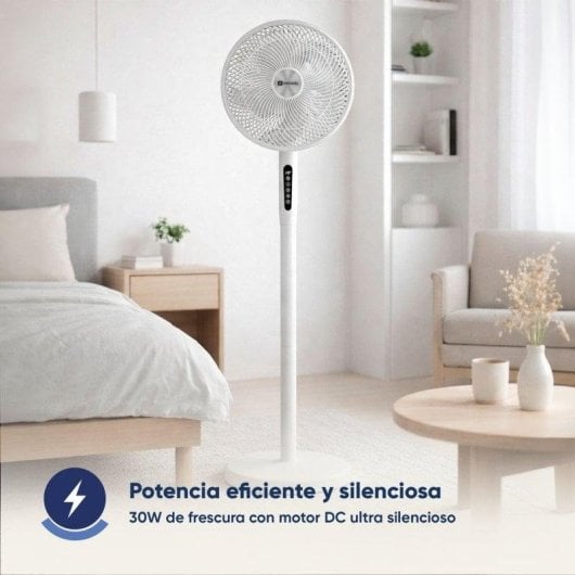 Ventilador de pie Origial ORISTAND30W-WF motor DC, 30W altura ajustable Blanco