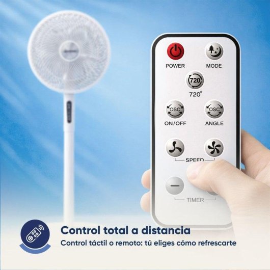 Ventilador de pie Origial ORISTAND30W-WF motor DC, 30W altura ajustable Blanco