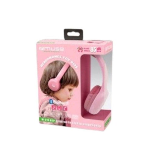 Auriculares Muse M-215BTP inalámbricos Bluetooth para niños con control volumen y plegables rosa
