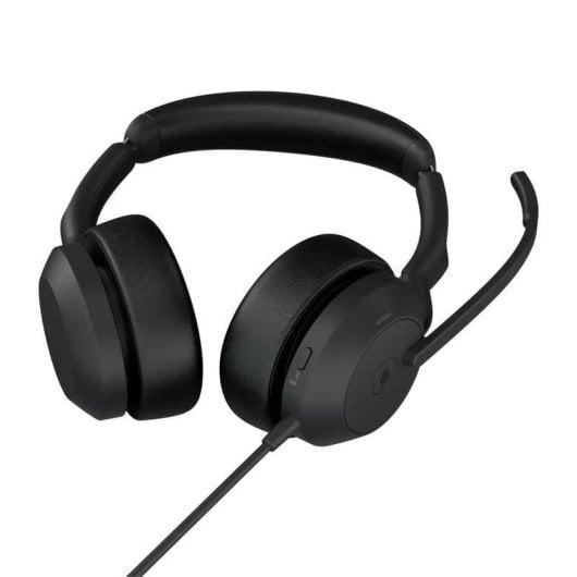 Auriculares Jabra Evolve2 50 com fio e Bluetooth com Cancelamento Ativo de Ruído para escritório, microfone e otimizados para Microsoft Teams, pretos
