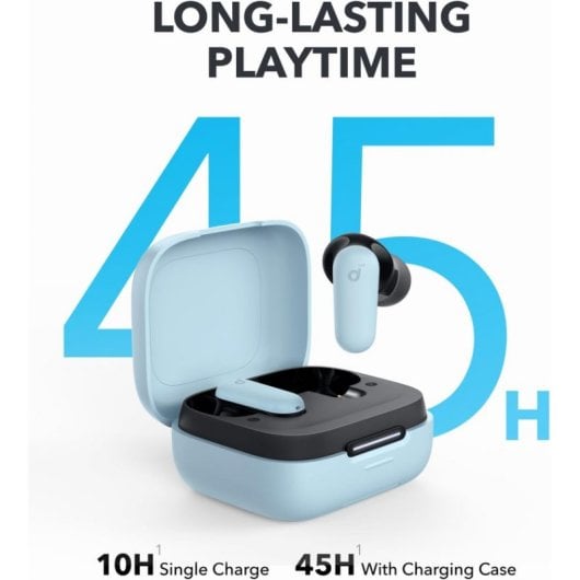 Auricolari Anker P30i wireless Bluetooth con Cancellazione Attiva del Rumore, microfono e controllo touch, colore azzurro cielo