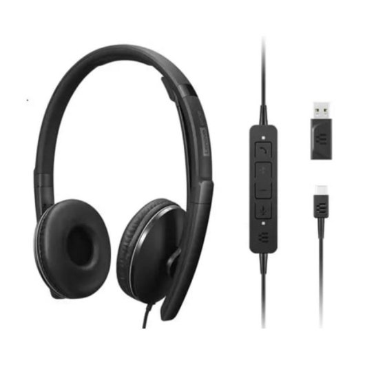 Auriculares Lenovo 4XD1M39029 con cable USB-C Circumaurales con Cancelación de Ruido y Micrófono Negros