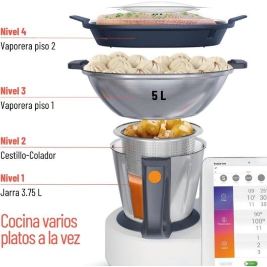Robot de Cocina Taurus Mycook Next 2000W 3,75L Blanco Inducción Pantalla 10" Wifi