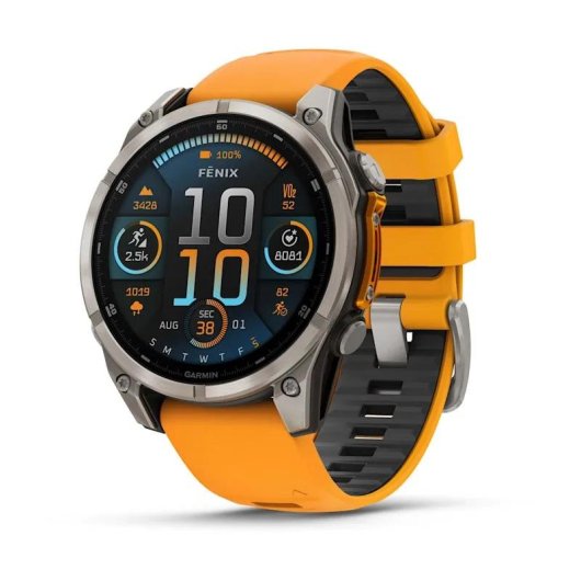 Garmin Fenix 8 GPS WiFi 47mm AMOLED Titanio Arancione Resistente Acqua 10ATM