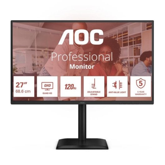 Monitor AOC Q27E4CV 27" Quad HD 120Hz IPS Altura Ajustável Altifalantes 4ms