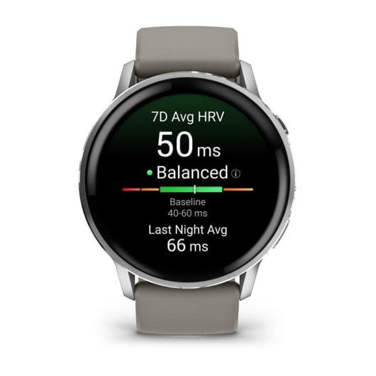 GARMIN Venu 4 Bluetooth GPS WiFi 45mm AMOLED Gris Argent M Étanche 5 ATM SpO2 Pulsomètre Sommeil