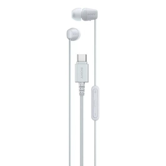 Auricolari Sony IER-EX15C con cavo USB-C per musica e chiamate, microfono e controlli in linea bianchi