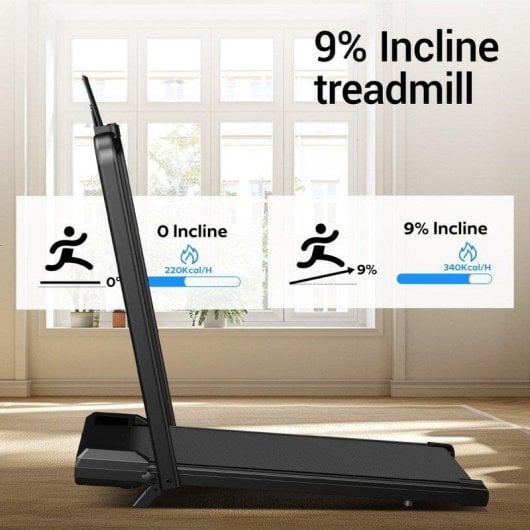 ROBORE SW1F Laufband mit 9 Prozent Steigung 12 km/h 2.5HP Schwarz