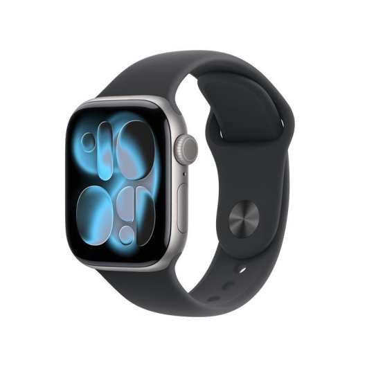 Apple Watch Series 11 GPS NFC 42mm OLED Grau Schwarzes Armband S/M Wasserdicht IP6X SpO2 Pulsuhr SOS