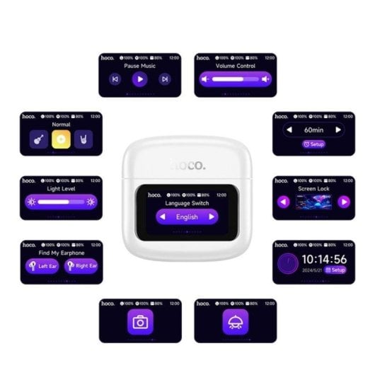 Auricolari Hoco EQ14 wireless Bluetooth con display touch, ricarica rapida, neri