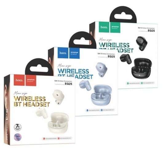 Auriculares Hoco EQ25 inalámbricos Bluetooth 5.4 uso diario diseño compacto azul