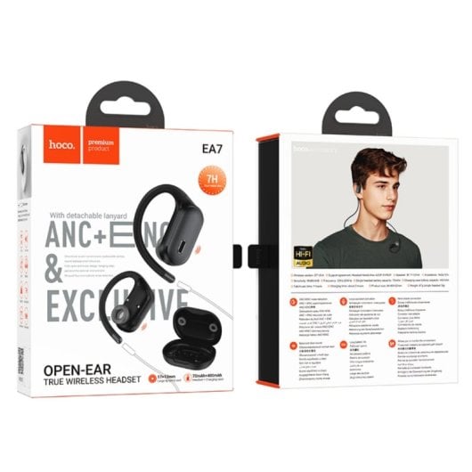 Auriculares Hoco EA7 inalámbricos Bluetooth con Cancelación de Ruido y micrófono, diseño oído abierto, 7h autonomía, col