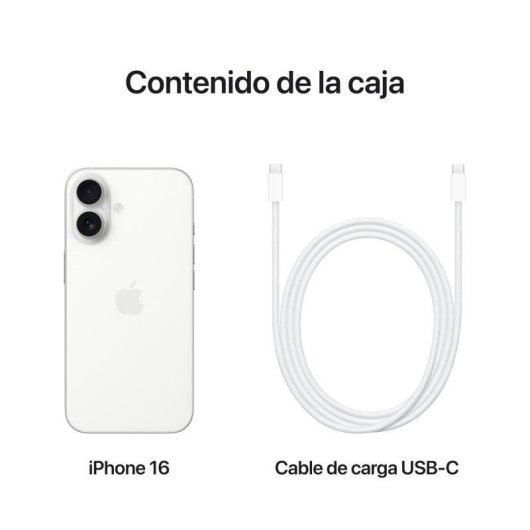 Apple iPhone 16 8GB 128GB 6.1" OLED Super Retina XDR 5G Dual SIM Cámara 48MP iOS 18 Blanco