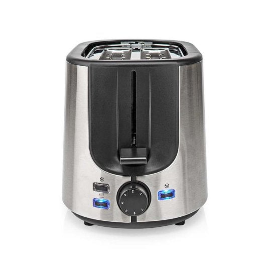 Grille-pain Nedis KABT300EAL 2 fentes aluminium noir 1000 W contrôle précis