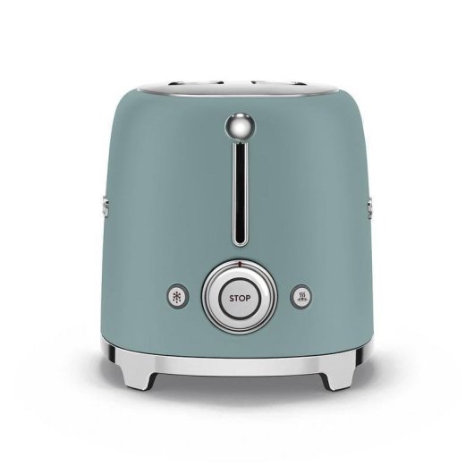 Grille-pain rétro Smeg TSF01EGMEU 2 fentes larges 950 W 6 niveaux Réchauffage Décongélation Bagel Vert émeraude mat