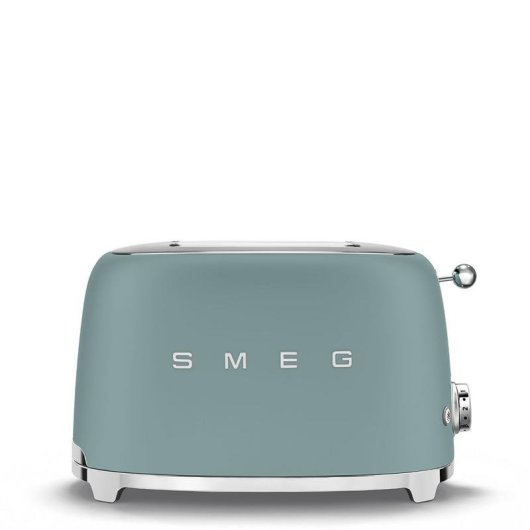 Grille-pain rétro Smeg TSF01EGMEU 2 fentes larges 950 W 6 niveaux Réchauffage Décongélation Bagel Vert émeraude mat