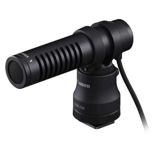 Microfone Canon DM-E100 3,5 mm unidirecional compacto sem bateria